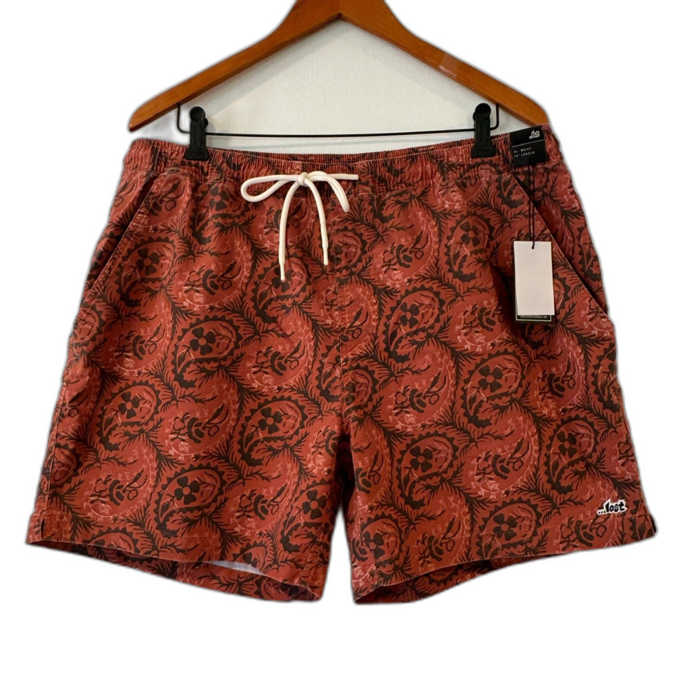 Lost Enterprises Men's Prism Beach Short Fleabag Faded Red Paisley XL NEW NWT